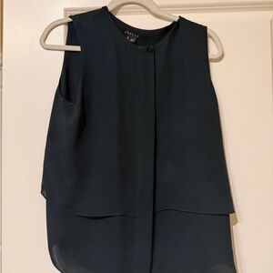 Theory Green Silk Elegant Sleeveless Top